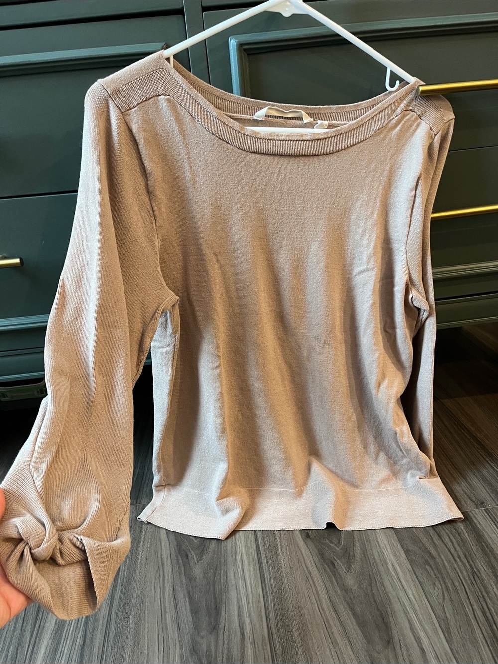 Taupe Long Sleeve Knit Top